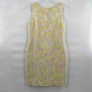 Ann Taylor yellow white polka dot sheath dress size 2 CA57421